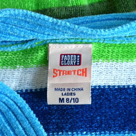 Women's Faded Glory Stretch Sweater V-Neck Striped MEDIUM Multicolor - Picture 10 of 12